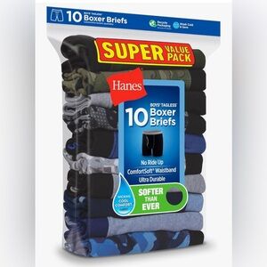 Hanes Boys' Underwear, Comfort Flex Wb Boxer Briefs, 10-pack XL 16-18